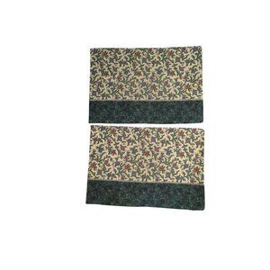 Vintage Cannon Pillowcases - Floral & Green Design - Cotton/Poly Blend - 20"x30"
